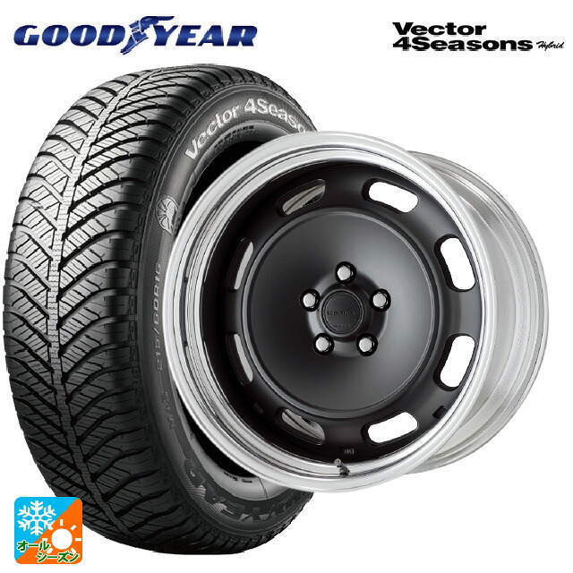 215/50R18 92H グッドイヤー ベクターフォーシーズンズ ハイブリッド ワーク シーカー DT MBL 18-8J 国産車用 オールシーズンタイヤホイール4本セット