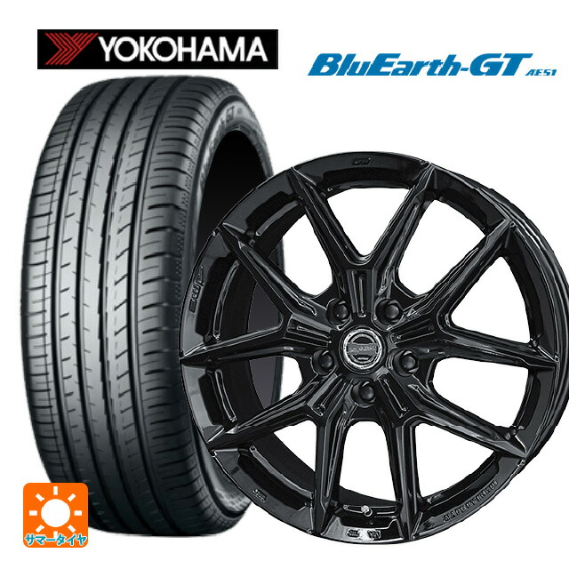 195/55R16 87V ヨコハマ ブルーアースGT AE51 共豊 スマック アイジーテック グロスブラック 16-6.5J 国産車用 サマータイヤホイール4本セット