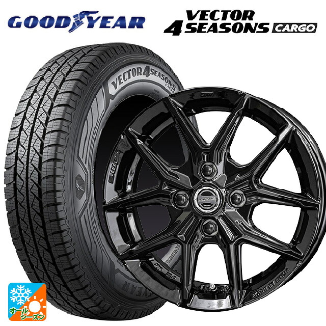 155/80R14 88/86N グッドイヤー ベクター4シーズンズ カーゴ 共豊 スマック アイジーテック グロスブラック 14-5J 国産車用 オールシーズンタイヤホイール4本セット|タイヤホイール専門店コニシタイヤ