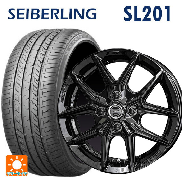 195/55R15 85V セイバーリング セイバーリング SL201(ブリヂストン工場生産） 共豊 スマック アイジーテック グロスブラック 15-5.5J 国産車用 サマータイヤホイール4本セット