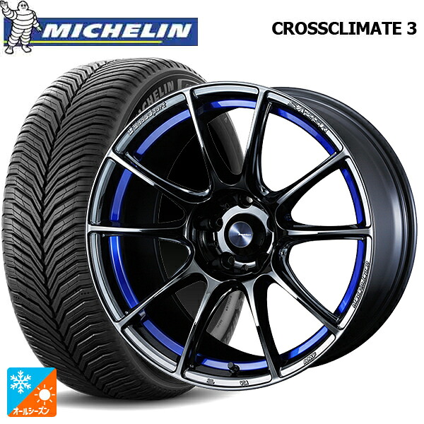 205/55R17 95V XL ミシュラン クロスクライメイト3 正規品 ウェッズ ウェッズスポーツ SA25R BLC2 17-7J 国産車用 オールシーズンタイヤホイール4本セット