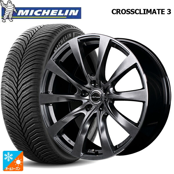 レクサス LBX(10系)用 225/55R18 102V XL ミシュラン クロスクライメイト3 正規品 エムアイディー レフィナーダ モーション2 ハイパーダークシルバー/リムエッジポリッシュ 新品オールシーズンタイヤホイール 4本セット|タイヤホイール専門店コニシタイヤ