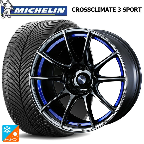 トヨタ GRカローラ(4BA-GZEA14H)用 235/40R18 95Y XL ミシュラン クロスクライメイト3 スポーツ 正規品 ウェッズ ウェッズスポーツ SA25R BLC2 新品オールシーズンタイヤホイール 4本セット