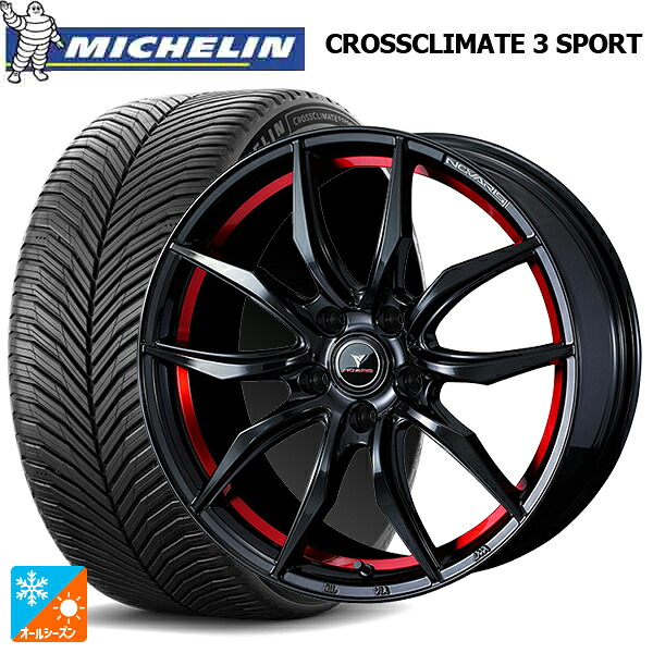 スバル レヴォーグ(VN系)用 245/40R18 97Y XL ミシュラン クロスクライメイト3 スポーツ 正規品 ウェッズ ノヴァリス ローグ VF ピアノブラック/レッドライン 新品オールシーズンタイヤホイール 4本セット|タイヤホイール専門店コニシタイヤ