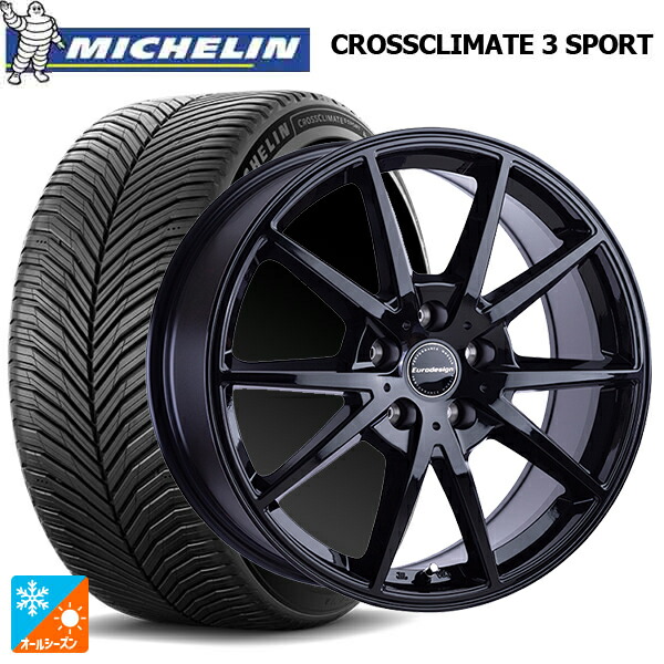 ホンダ シビック タイプR(FL5)用 245/40R18 97Y XL ミシュラン クロスクライメイト3 スポーツ 正規品 阿部商会 ユーロデザイン スウィンドン グロスブラック 新品オールシーズンタイヤホイール 4本セット
