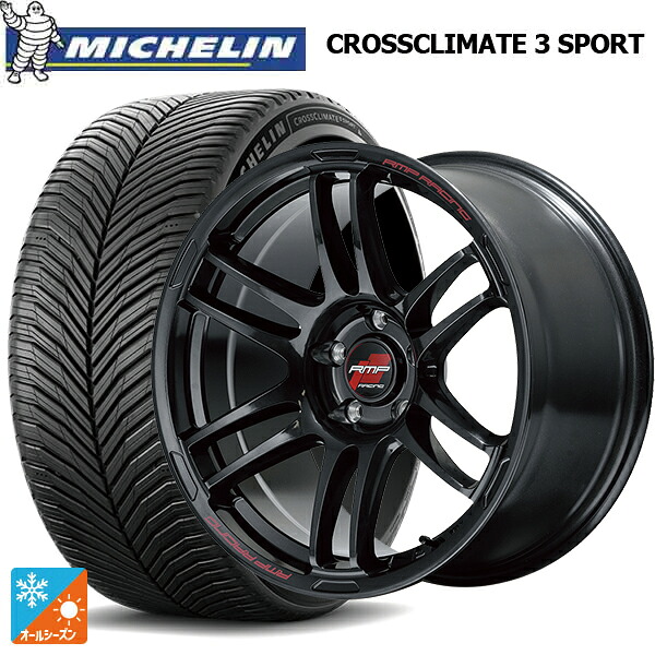 225/40R18 92Y XL ミシュラン クロスクライメイト3 スポーツ 正規品 エムアイディー MIDレーシング R26 クリスタルブラック 18-7.5J 国産車用 オールシーズンタイヤホイール4本セット|タイヤホイール専門店コニシタイヤ