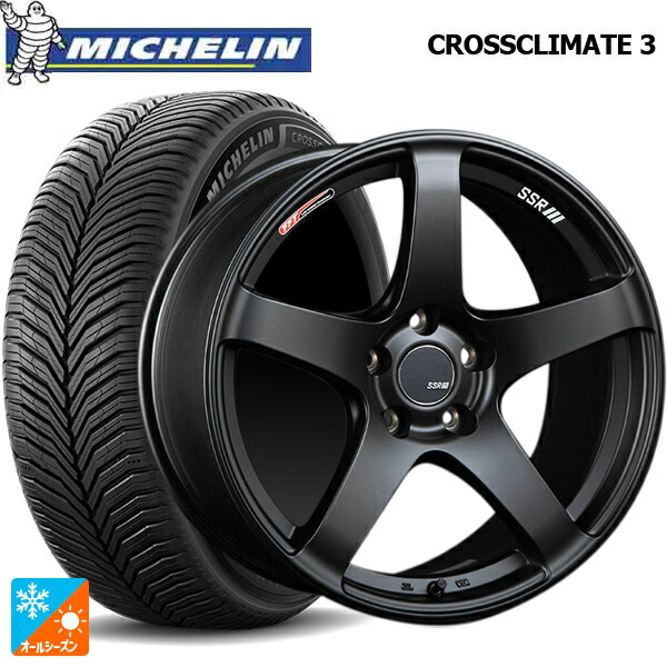 225/50R18 95V ミシュラン クロスクライメイト3 正規品 タナベ SSR GT V01 フラットブラック/レッドライン 18-8.5J 国産車用 オールシーズンタイヤホイール4本セット