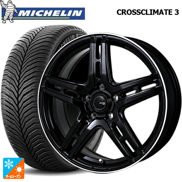 205/55R17 95V XL ミシュラン クロスクライメイト3 正規品 ジャパン三陽 ジェーピースタイル R52 パールブラック/フランジカットポリッシュ 17-7J 国産車用 オールシーズンタイヤホイール4本セット