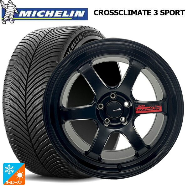 ホンダ シビック タイプR(FL5)用 245/40R18 97Y XL ミシュラン クロスクライメイト3 スポーツ 正規品 エムアイディー MIDレーシング R06 ブラックエディション セミグロスブラック 新品オールシーズンタイヤホイール 4本セット