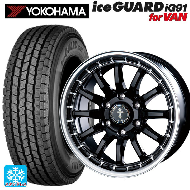 スズキ ジムニーノマド(JC74W)用 195/80R15 107/105L ヨコハマ アイスガード IG91 for VAN インターミラノ クロスフィールド アルファ BK/RP 新品スタッドレスタイヤホイール 4本セット