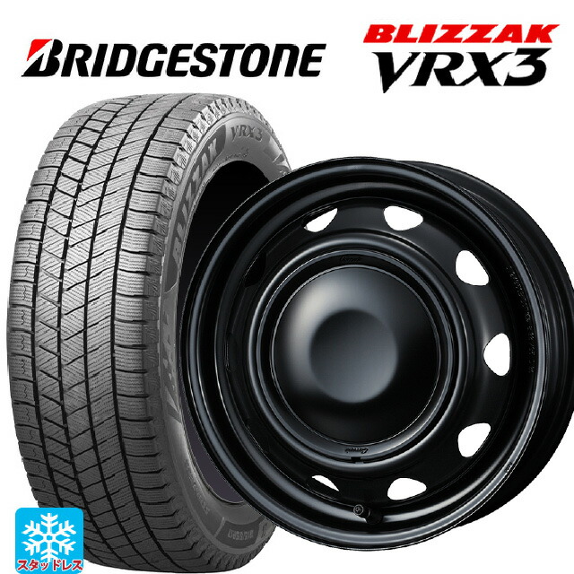 165/65R14 79Q ブリヂストン ブリザック VRX3 正規品 # ウェッズ ネオキャロ スチールホイール # セミマットブラック+ブラックキャップ 14-4.5J 国産車用 スタッドレスタイヤホイール4本セット|タイヤホイール専門店コニシタイヤ