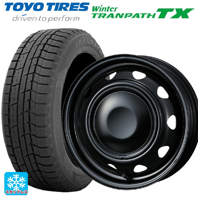 スズキ ハスラー(MR52/92S)用 2024年製 165/65R14 79Q トーヨー ウインタートランパス TX # ウェッズ ネオキャロ スチールホイール セミマットブラック+ブラックキャップ 新品スタッドレスタイヤホイール 4本セット