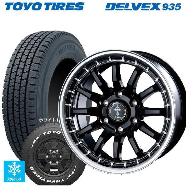 スズキ ジムニーシエラ(74系)用 195/80R15 107/105N トーヨー デルベックス 935 ホワイトレター インターミラノ クロスフィールド アルファ BK/RP 新品スタッドレスタイヤホイール 5本セット