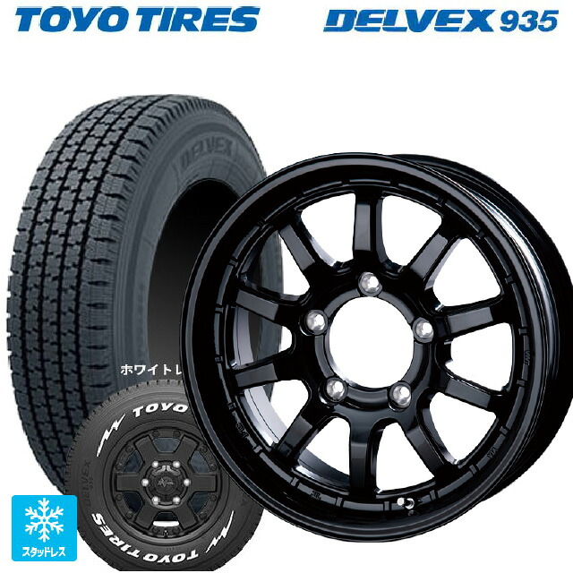 スズキ ジムニーノマド(JC74W)用 195/80R15 107/105N トーヨー デルベックス 935 ホワイトレター インターミラノ クロスフィールド アルファ BK 新品スタッドレスタイヤホイール 4本セット