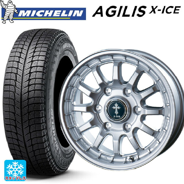 195/80R15 107/105R ミシュラン 正規品 アジリス エックスアイス # インターミラノ クロスフィールド アルファ SI 15-6J 国産車用 スタッドレスタイヤホイール4本セット