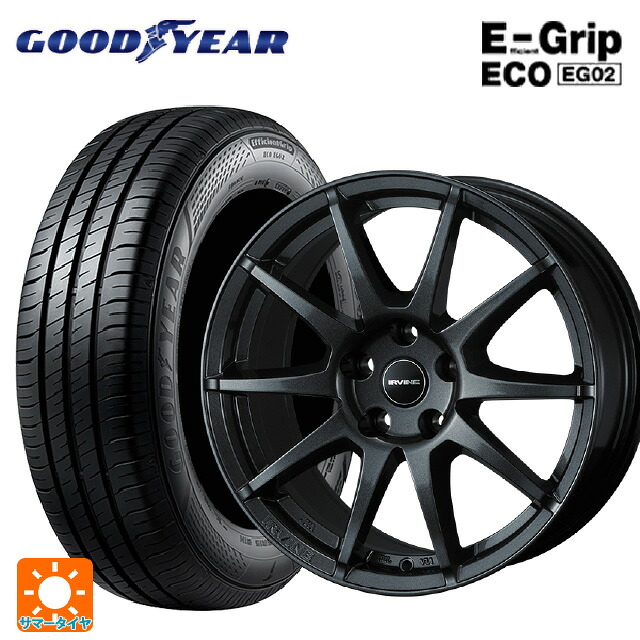 シトロエン C3 エアクロス(A8系)用 195/60R16 89H グッドイヤー エフィシェントグリップ エコ EG02 ウェッズ アーヴィン S02 ガンメタリック 新品サマータイヤホイール 4本セット