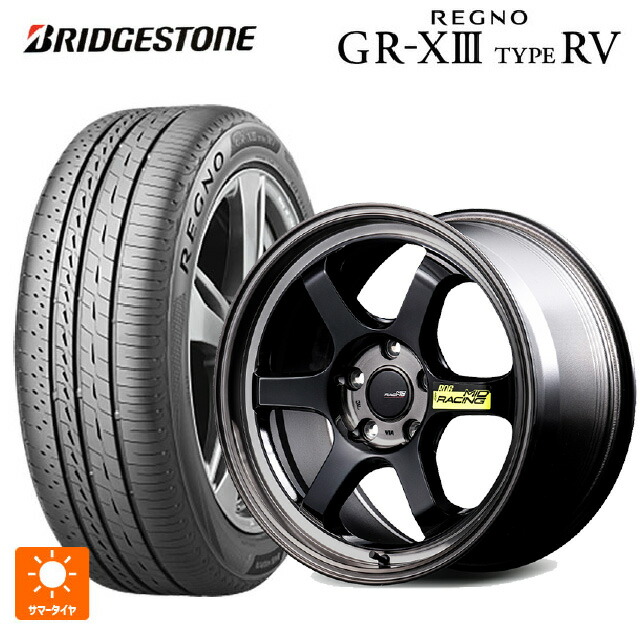 225/45R18 95W XL ブリヂストン レグノ GR-X3 タイプ RV 正規品 # エムアイディー MIDレーシング R06 ブラッククリアポリッシュ 18-7.5J 国産車用 サマータイヤホイール4本セット