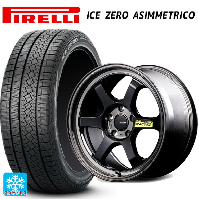 2024年製 235/50R18 101H XL ピレリ アイスゼロ アシンメトリコ 正規品 # エムアイディー MIDレーシング R06 ブラッククリアポリッシュ 18-7.5J 国産車用 スタッドレスタイヤホイール4本セット