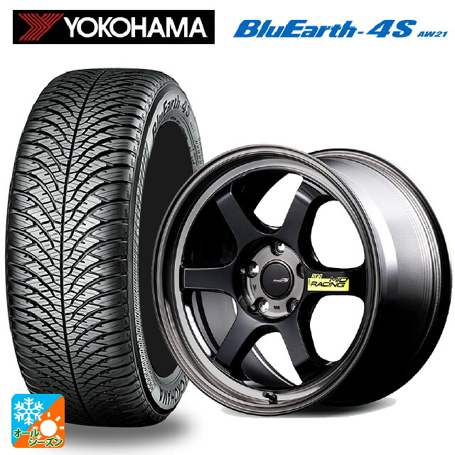 225/50R18 99W XL ヨコハマ ブルーアース4S AW21 # エムアイディー MIDレーシング R06 ブラッククリアポリッシュ 18-8.5J 国産車用 オールシーズンタイヤホイール4本セット