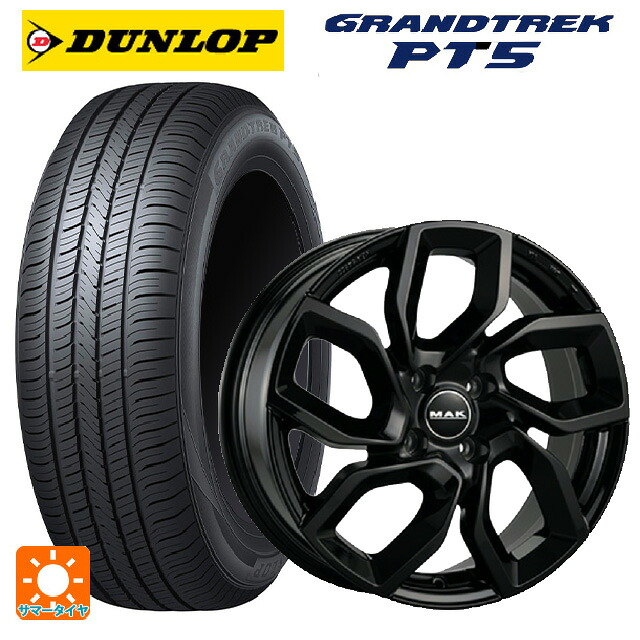 フィアット 600ハイブリッド(FH1系)用 215/65R16 98H ダンロップ グラントレックPT5 阿部商会 マック アポロ グロスブラック 新品サマータイヤホイール 4本セット|タイヤホイール専門店コニシタイヤ