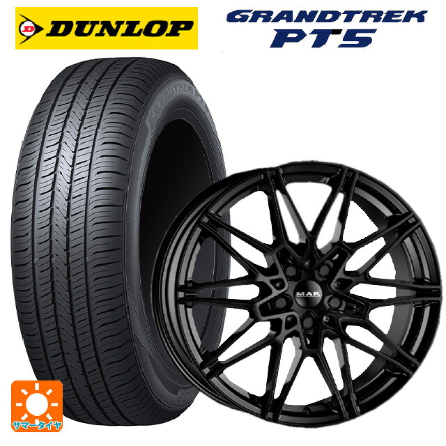 BMW X3(G45)用 225/60R18 100H ダンロップ グラントレックPT5 阿部商会 マック ケーニッヒ グロスブラック 新品サマータイヤホイール 4本セット