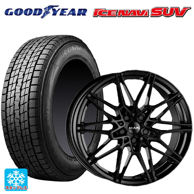 BMW X3(G45)用 2025年製 225/60R18 100Q グッドイヤー アイスナビ SUV 阿部商会 マック ケーニッヒ グロスブラック 新品スタッドレスタイヤホイール 4本セット