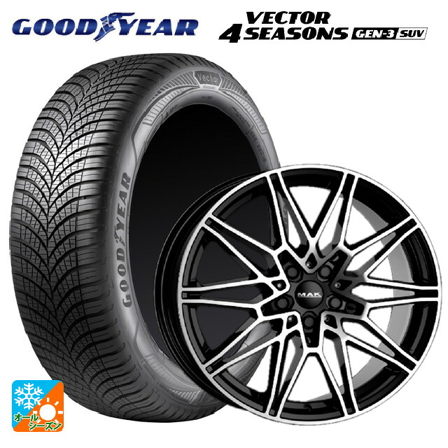 BMW X3(G45)用 225/60R18 104W XL グッドイヤー ベクター4シーズンズ ジェン3 SUV 阿部商会 マック ケーニッヒ ブラックミラー 新品オールシーズンタイヤホイール 4本セット