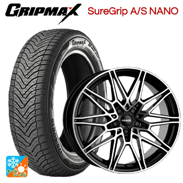 BMW iX2(U10)用 225/60R17 99V グリップマックス シュアグリップ A/S ナノ ブラックレター 阿部商会 マック ケーニッヒ ブラックミラー 新品オールシーズンタイヤホイール 4本セット