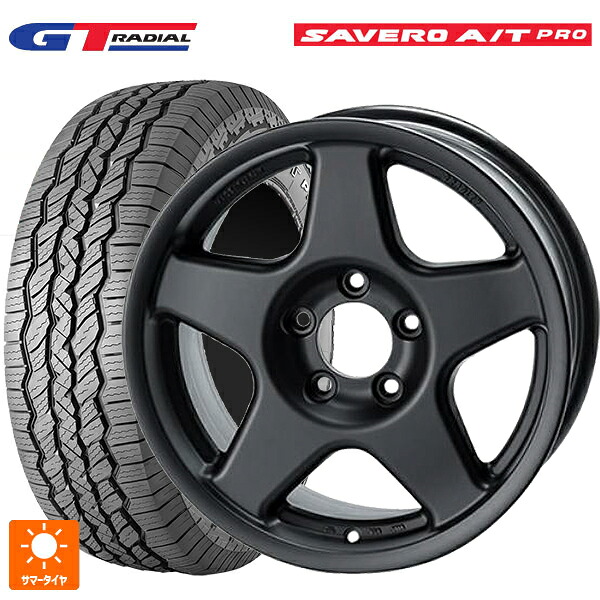 スズキ ジムニーノマド(JC74W)用 225/75R16 104T WEB限定販売 GTラジアル サベロ AT プロ ホワイトレター 4×4エンジニアリング ブラッドレーV マットブラック 新品サマータイヤホイール 5本セット