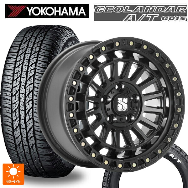 スズキ ジムニー(64系)用 185/85R16 105/103N ヨコハマ ジオランダー A/T G015 ホワイトレター 正規品 エムエルジェイ エクストリームJ XJ08 サテンブラック 新品サマータイヤホイール 5本セット