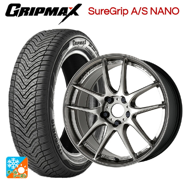225/60R17 99V グリップマックス シュアグリップ A/S ナノ ブラックレター ワーク エモーション CR至極 GGM 17-7J 国産車用 オールシーズンタイヤホイール4本セット
