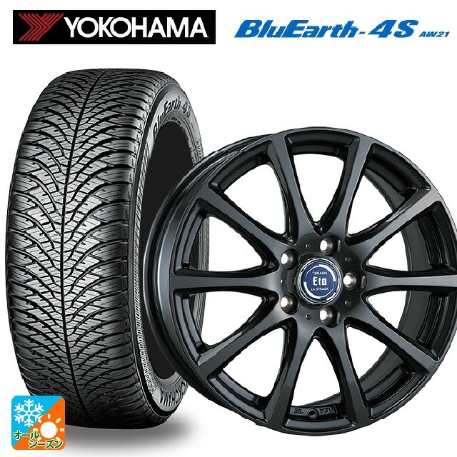 225/50R18 99W XL ヨコハマ ブルーアース4S AW21 # 阿部商会 ラ･ストラーダ ティラード イータ グラファイト・グレー 18-7.5J 国産車用 オールシーズンタイヤホイール4本セット