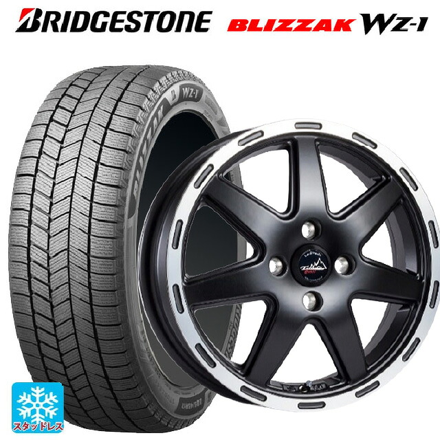 スズキ ハスラー(MR52/92S)用 2025年製 165/70R14 81Q ブリヂストン ブリザック WZ1 正規品 阿部商会 ラ･ストラーダ ティラードクロス マットブラックリムポリッシュ 新品スタッドレスタイヤホイール 4本セット