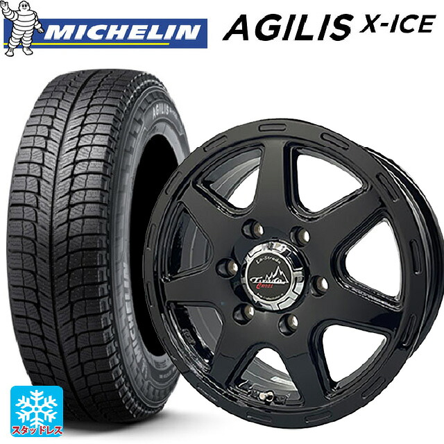 ニッサン NV350キャラバン(E26系)用 195/80R15 107/105R ミシュラン 正規品 アジリス エックスアイス # 阿部商会 ラ･ストラーダ ティラードクロス グロスブラック 新品スタッドレスタイヤホイール 4本セット