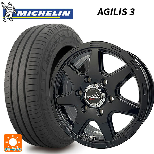 トヨタ ハイエース(200系)用 215/70R15 109/107S ミシュラン 正規品 アジリス 3 阿部商会 ラ･ストラーダ ティラードクロス グロスブラック 新品サマータイヤホイール 4本セット