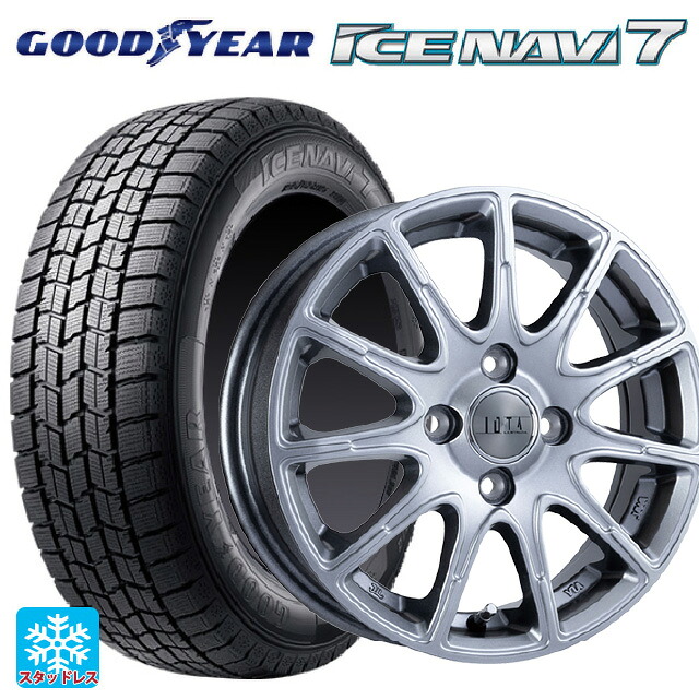 155/65R13 73Q グッドイヤー アイスナビ7(数量限定) # 阿部商会 ラ・ストラーダ ティラード イオタ ハイライトシルバー 13-4J 国産車用 スタッドレスタイヤホイール4本セット|タイヤホイール専門店コニシタイヤ