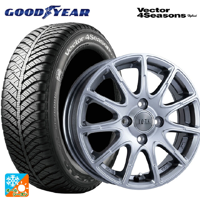 195/65R15 91H グッドイヤー ベクターフォーシーズンズ ハイブリッド 阿部商会 ラ・ストラーダ ティラード イオタ ハイライトシルバー 15-6J 国産車用 オールシーズンタイヤホイール4本セット|タイヤホイール専門店コニシタイヤ