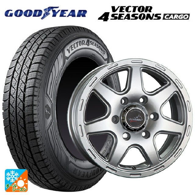 ニッサン NV350キャラバン(E26系)用 195/80R15 107/105N グッドイヤー ベクター4シーズンズ カーゴ 阿部商会 ラ･ストラーダ ティラードクロス シルバー 新品オールシーズンタイヤホイール 4本セット