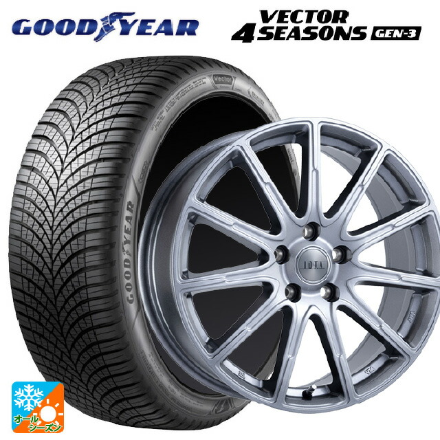 ミツビシ デリカD5(3DA系)用 225/55R18 102W XL グッドイヤー ベクター4シーズンズ ジェン3 阿部商会 ラ･ストラーダ ティラード イオタ ハイライトシルバー 新品オールシーズンタイヤホイール 4本セット