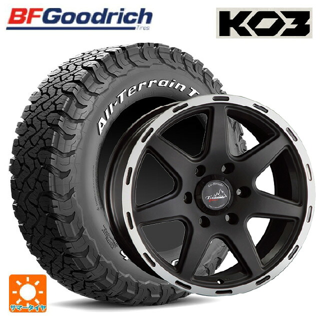 トヨタ ハイラックス(120系)用 265/65R17 116/113S BFグッドリッチ オールテレーン TA KO3 ホワイトレター 正規品 # 阿部商会 ラ・ストラーダ ティラードクロス マットブラックリムポリッシュ 新品サマータイヤホイール 4本セット|タイヤホイール専門店コニシタイヤ