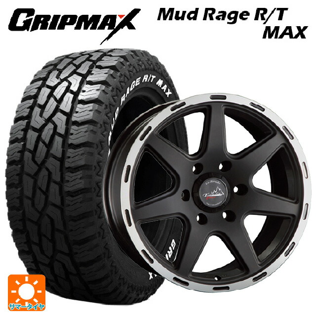 トヨタ ハイラックス(120系)用 275/70R17 121/118Q グリップマックス マッドレイジ RTマックス ホワイトレター 阿部商会 ラ･ストラーダ ティラードクロス マットブラックリムポリッシュ 新品サマータイヤホイール 4本セット