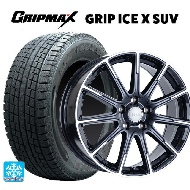 トヨタ クラウンクロスオーバー(35系)用 225/60R18 104H XL グリップマックス グリップアイスX SUV ブラックレター # 阿部商会 ラ･ストラーダ ティラード イオタ ブラックポリッシュ 新品スタッドレスタイヤホイール 4本セット