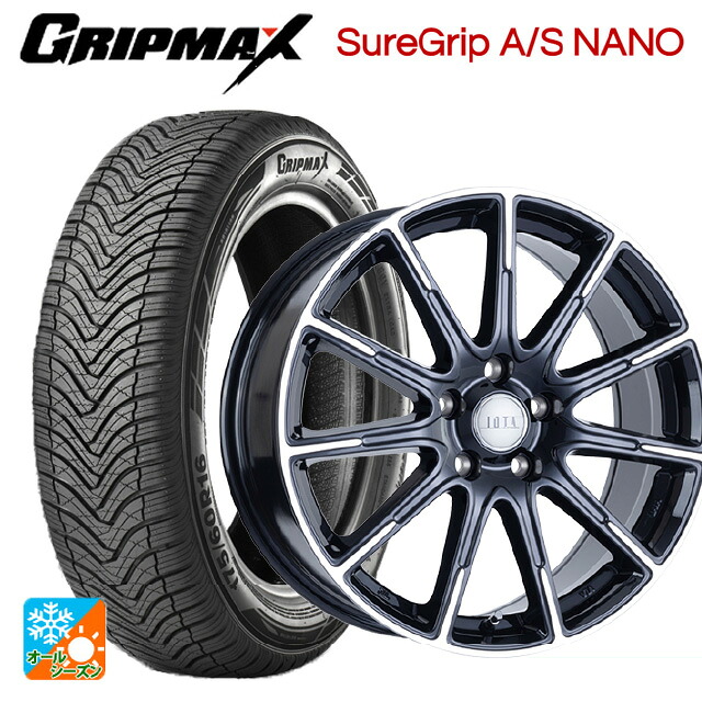 トヨタ プリウス(60系)用 195/60R17 90H グリップマックス シュアグリップ A/S ナノ ブラックレター 阿部商会 ラ･ストラーダ ティラード イオタ ブラックポリッシュ 新品オールシーズンタイヤホイール 4本セット