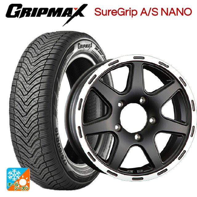 スズキ ジムニー(64系)用 175/80R16 91S グリップマックス シュアグリップ A/S ナノ ブラックレター 阿部商会 ラ･ストラーダ ティラードクロス マットブラックリムポリッシュ 新品オールシーズンタイヤホイール 4本セット