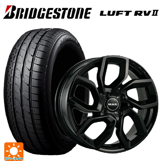 フィアット 600ハイブリッド(FH1系)用 215/65R16 98H ブリヂストン ルフトRV2(日本製) 正規品 # 阿部商会 マック アポロ グロスブラック 新品サマータイヤホイール 4本セット