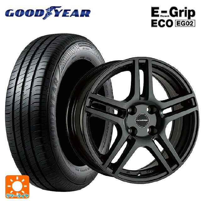 フィアット パンダ(139系/FF)用 185/55R15 82V グッドイヤー エフィシェントグリップ エコ EG02 阿部商会 ユーロデザイン アイガー ガンメタリック 新品サマータイヤホイール 4本セット