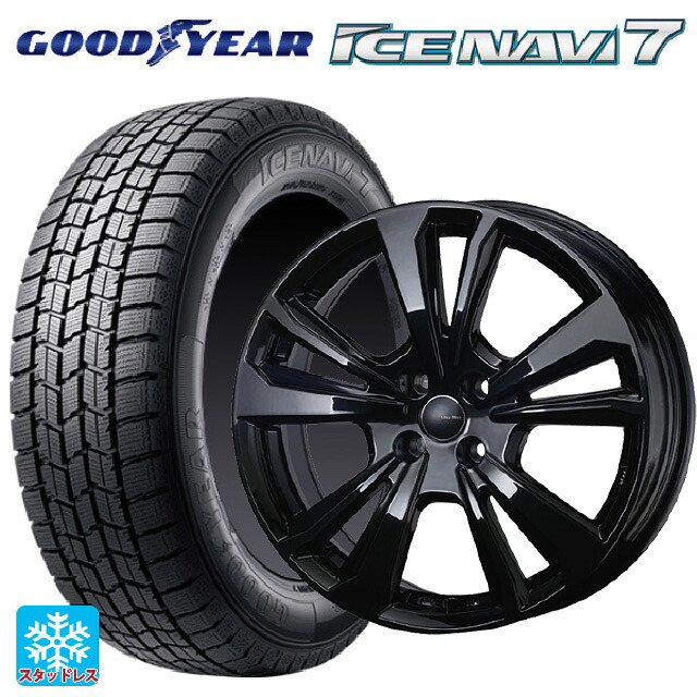 フィアット 500e(FA1系)用 185/65R15 88Q グッドイヤー アイスナビ7(数量限定) # ティーエーエス スマートライン 365 ブラック 新品スタッドレスタイヤホイール 4本セット