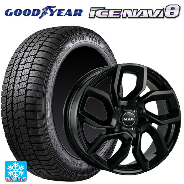 フィアット 600ハイブリッド(FH1系)用 215/55R18 95Q グッドイヤー アイスナビ8 # 阿部商会 マック アポロ グロスブラック 新品スタッドレスタイヤホイール 4本セット|タイヤホイール専門店コニシタイヤ