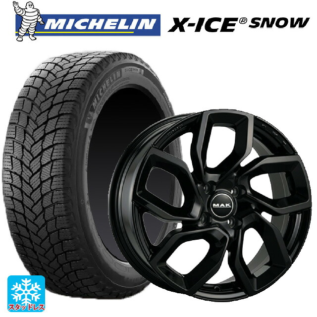 フィアット 600ハイブリッド(FH1系)用 215/55R18 99H XL ミシュラン 正規品 エックスアイス スノー 阿部商会 マック アポロ グロスブラック 新品スタッドレスタイヤホイール 4本セット