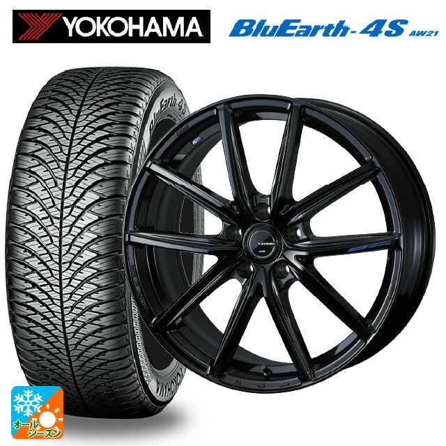 225/50R18 99W XL ヨコハマ ブルーアース4S AW21 # ウェッズ レオニス ナヴィア08 PBK 18-7J 国産車用 オールシーズンタイヤホイール4本セット